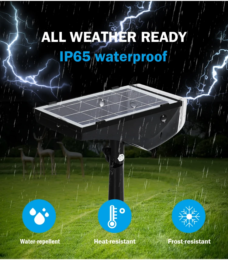 Energy Saving Adjustable Outdoor Lawn Waterproof IP65 Spike Light 10W All In One Solar Motion Led Garden Light