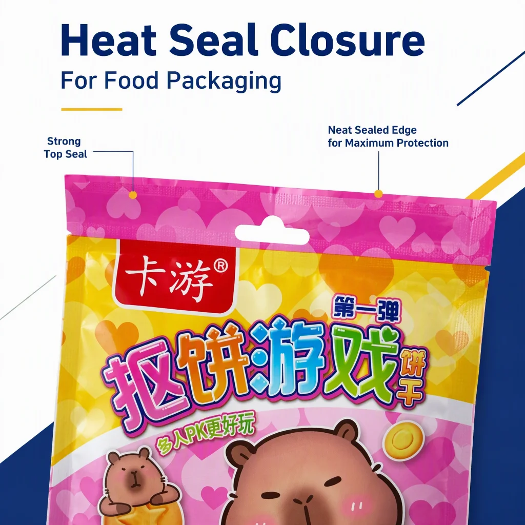 Custom Back Seal Bag Heat Seal Food Grade Gravure Printing for Snacks Sugar Gummy Candy Biscuits Cracker