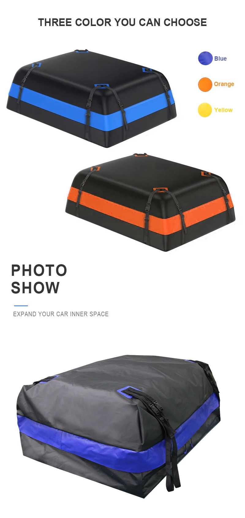 2021 Amazon New Hot Car Roof Top Bag Custom Logo OEM Car Roof Luggage Carrier Factory in Stock Car Roof Cargo Bag