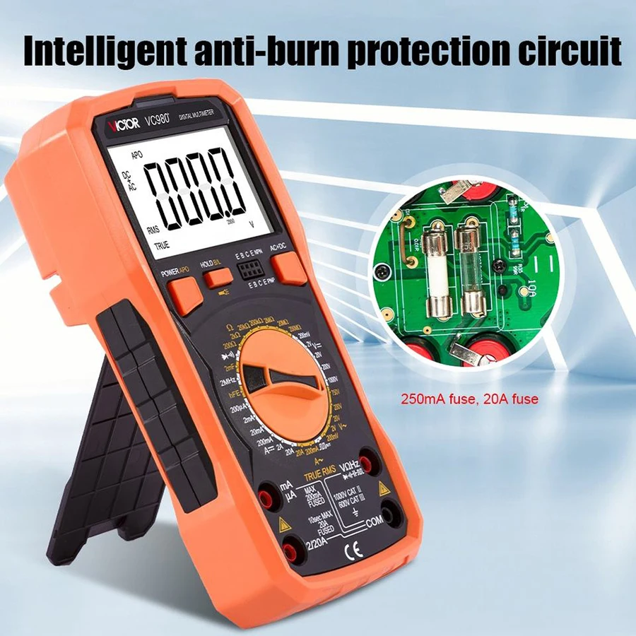 Multimètre Numérique Professionnel - Voltmètre AC/DC, Testeur De Continuité, Double Fusible, écran LCD Rétroéclairé