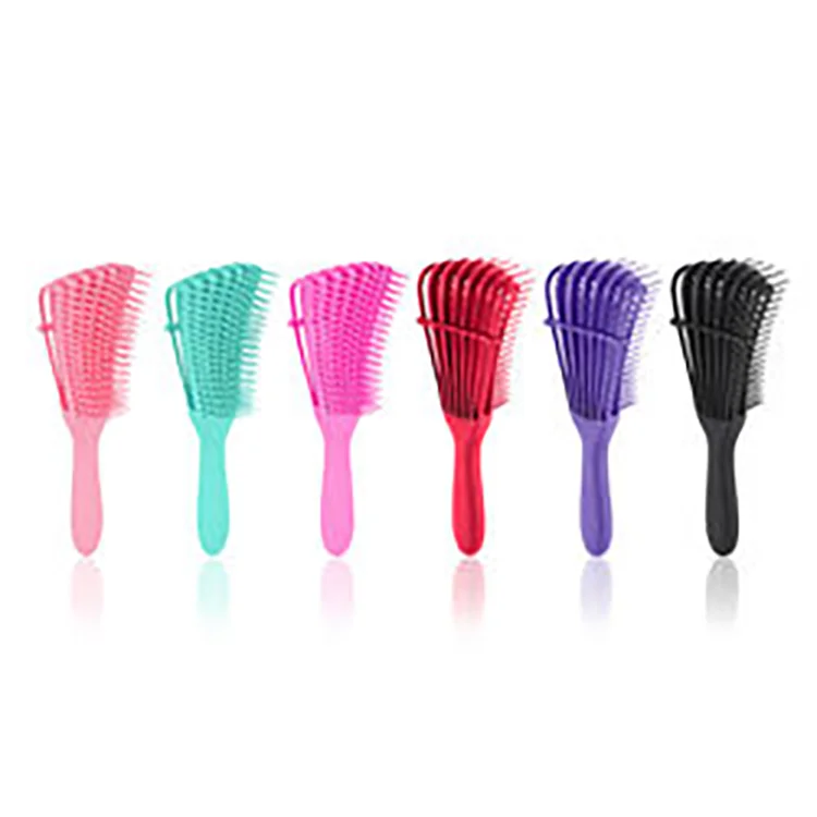 octopus shape Eight Rows plastic soft scalp massage hairbrush comb hair extension Detangler