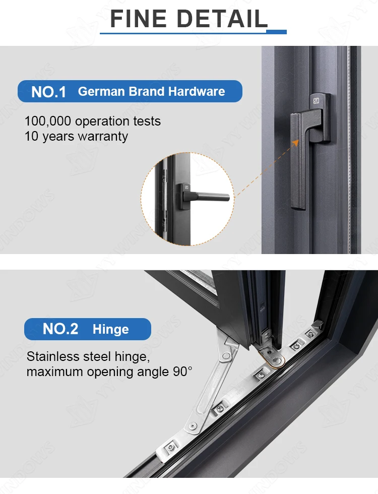 NFRC Double Glazing Aluminum Casement Window with Grill & OEM