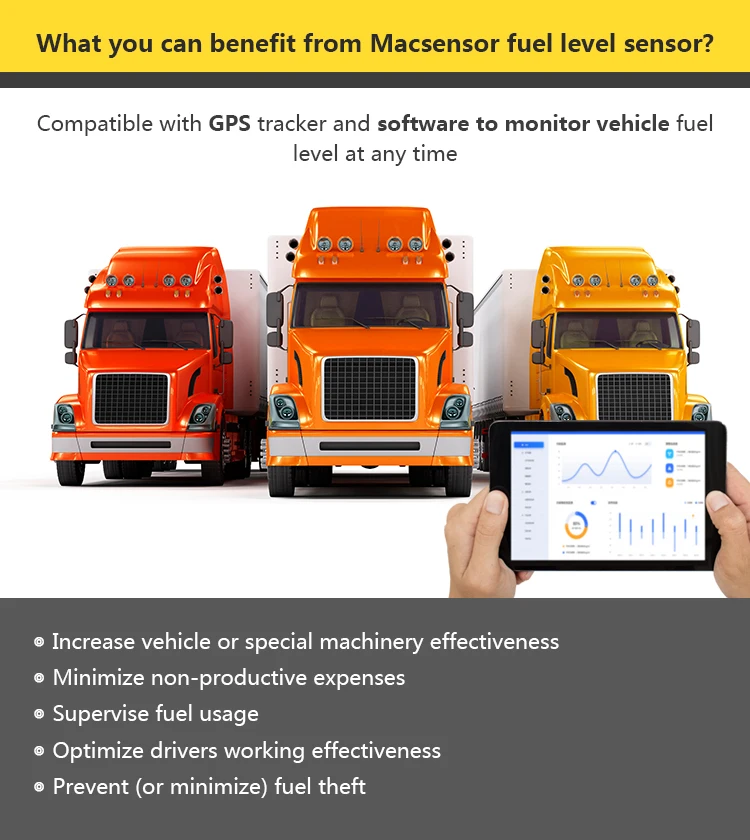 Diesel Tank Level Gauge Fuel Sensor Gps Tracking Device Generator Fuel Level Sensor