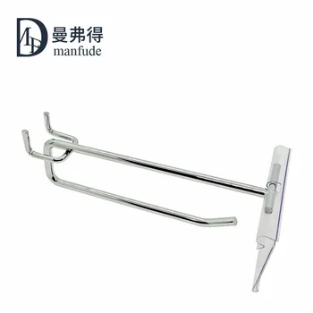 Manfude Supermarket Shelf Hook Metal pegboard hook display accessories hanging metal hole plate peg hooks with plastic price tag