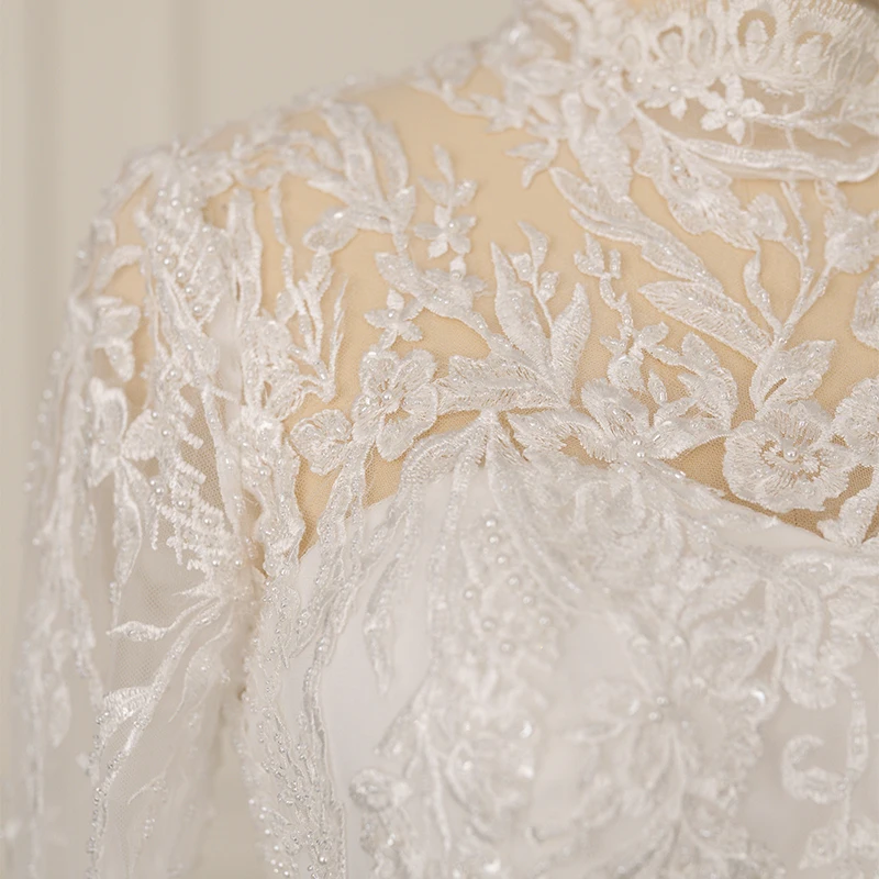 Modern Elegant Illusion High Neck Wedding Gowns Dress Jancember RL242