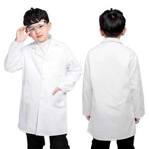 Wholesale Custom Long Sleeve Kids Lab Coats Doctor Laboratory Scientist Role Play Children White Lab Coats