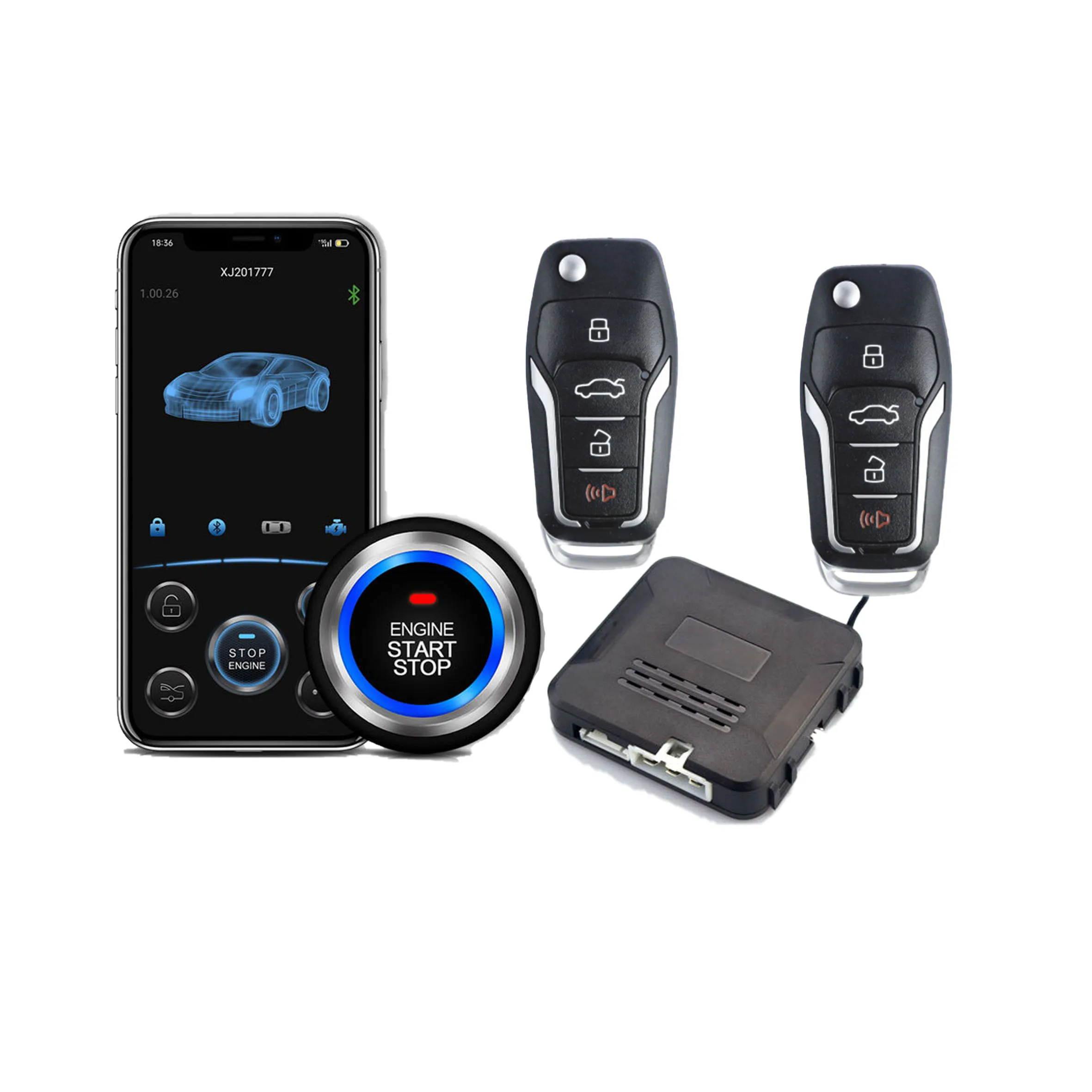 Intelligent Phone Application Control Car  Push Button Start  Remote Starter Ignition System Pke  Keyless Engine Start Stop Car