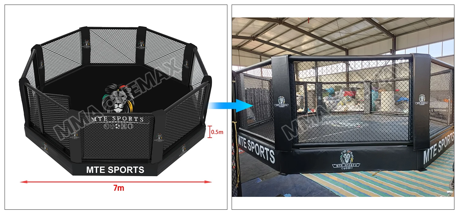 中古ボクシングリング販売中 ロープ付き 20×20 オクタゴンMMAケージ
