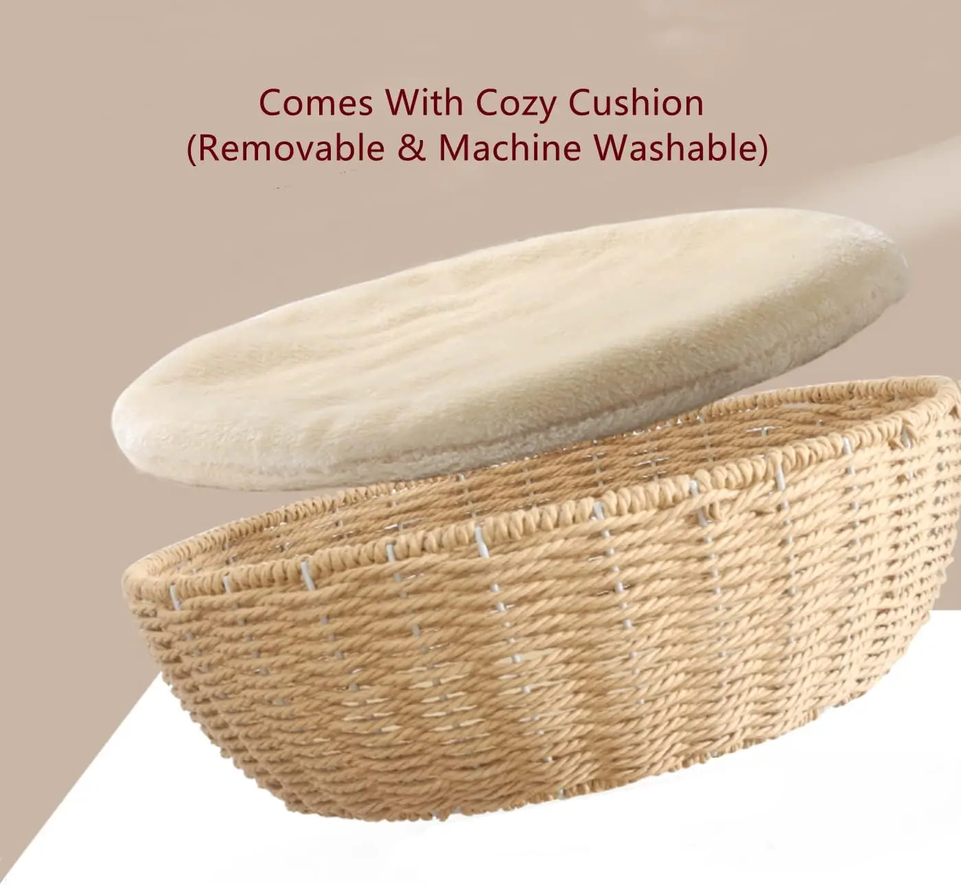 2-Pack Modern Cat Tower Tree Accessories Fiber Replacement Part Basket Bed Handwoven Wicker Rattan Cat Nest Bowl Bed Soft Cave