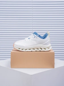 2026 New Trendy Stylish Height-Increasing White Lace-Up Sneakers EVA Midsole Rubber Outsole Lightweight Soft-Soled Autumn Shoes