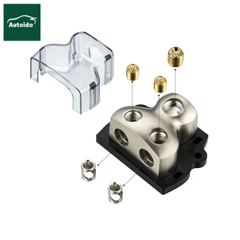 Lot 2 Blocs Distribution Alimentation 1 Entrée 3 Sorties - 0/4/8 GA - Pour Ampli Auto & Bateau