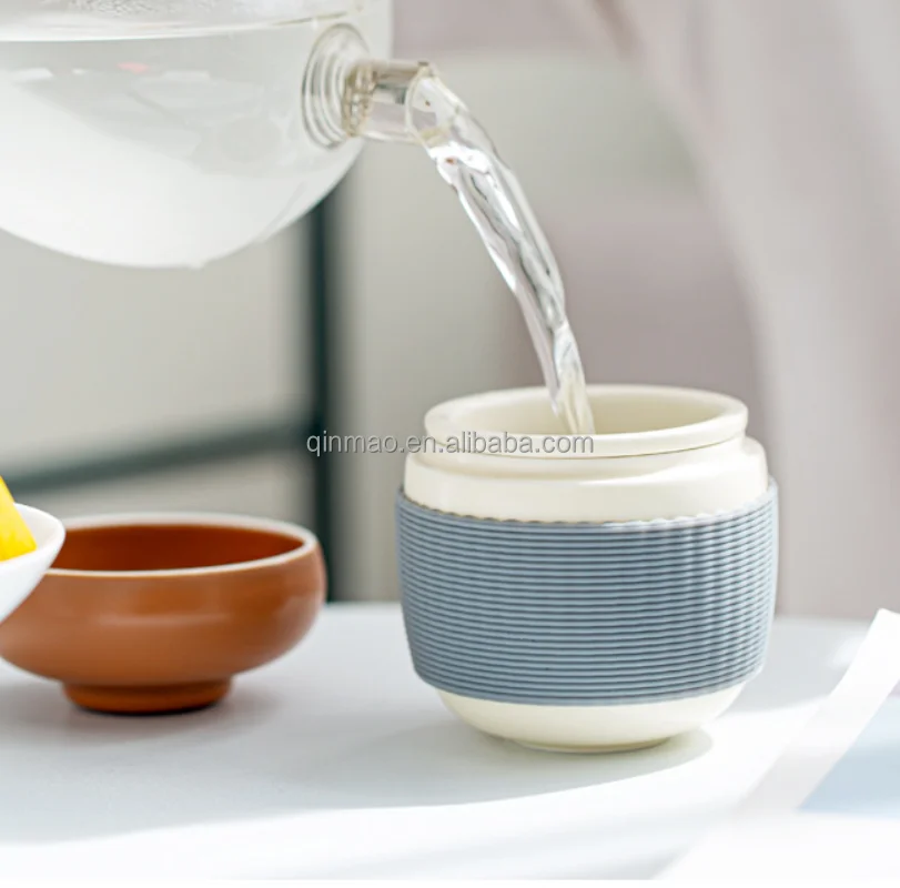 Cute Pine Cone Travel Ceramic Tea Set Portable Kungfu Tea Set for Travel Office Home