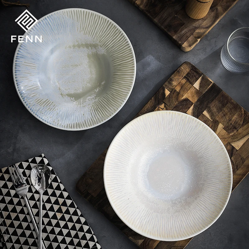 FENN Luxury Western Dinnerware Restaurant Ceramic Tableware Vintage Dining Dinner Bowls Porcelain Soup Bowl Ceramic Bowls