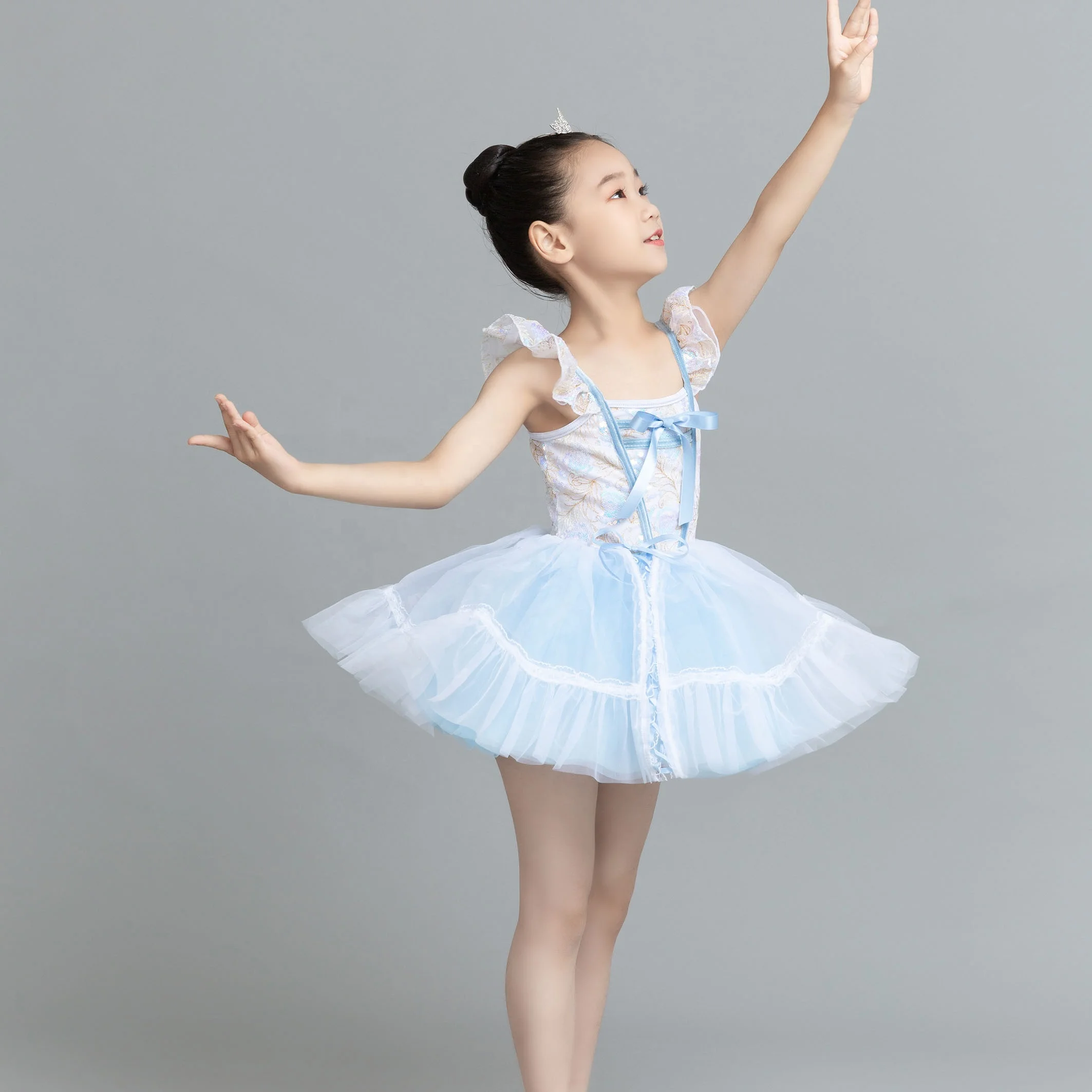 Lovely Girl Princess Dress Flower Sequin Ballet Dance Dress Professional Stage Performance Dance Wear