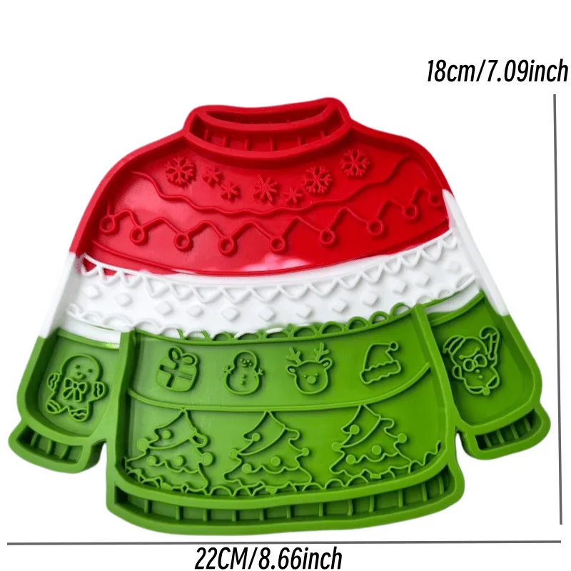 product christmas sweater shaped silicone pet licking mat non slip slow feeding pad with suction cups anxiety relief pet supplies-4