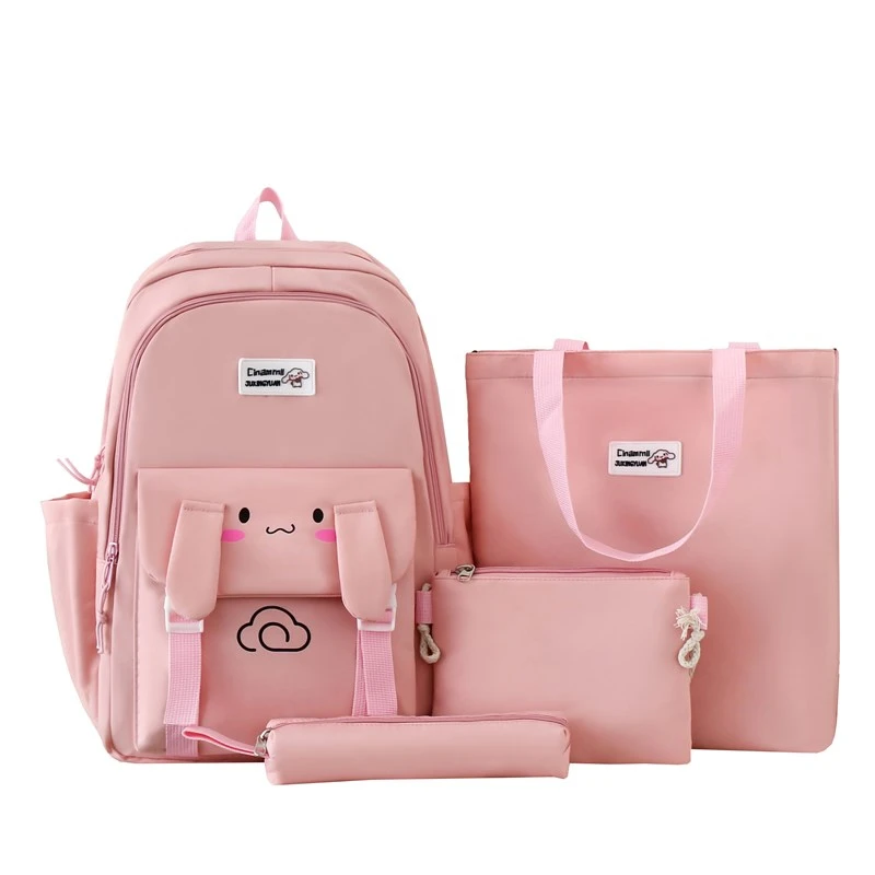 New Large Capacity Cute Student Schoolbag Korean Four-piece Backpack Campus Lightweight Backpack Wholesale 7731