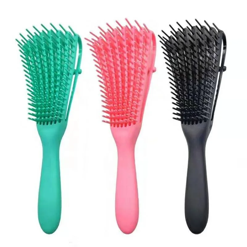 Professional custom detangle hair brush eight moving arms curved vent fast drying detangling hairbru