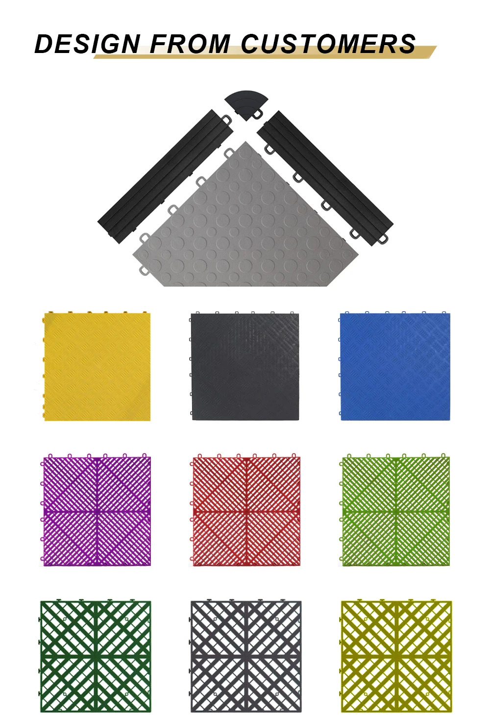 Plastic Modular Interlocking Garage Floor Tiles Colorful Heavy Duty Motorcycle Pit Mat Oil Proof Workshop111