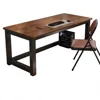 Antique oak tabletop + Black Steel Frame