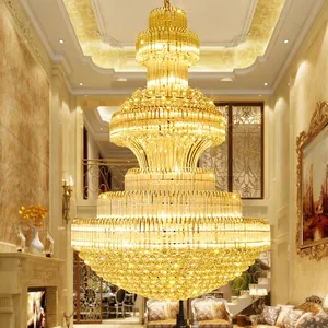 Hotel Lobby Stair Luxury Crystal Chandelier Glitter Crystal Beads Tassels Hotel Hall Lamps Decoration Pendant Light