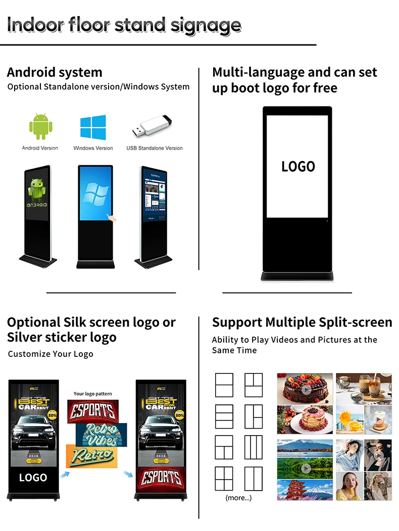 55" Inch Indoor LCD Digital Signage - Smart Advertising Kiosk