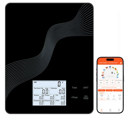 Tempered Glass Kitchen Scale Long Battery Life LCD Display Smart Nutritional Kitchen Weighing Scale 695BT