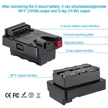 V-Lock D-tap Battery Plate Adapter Z CAM S6 F6 M4 Battery Plate Adapter - Converts V-port battery to F550/F750/F970 power socket detail image