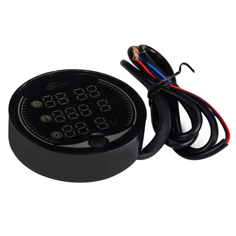 Waterproof  3 in 1 LED Night Vision Digital Display Voltmeter Voltage Temperature Gauge Time Motorcycle Meter