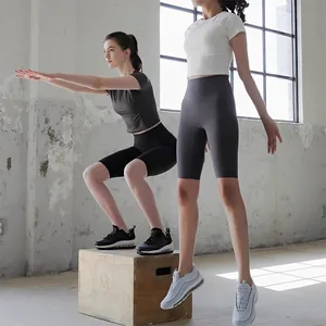 New Women's Fashionable Solid Color High Elasticity Fast Drying Nude Feeling Lifting Hip High Waist Yoga Pants