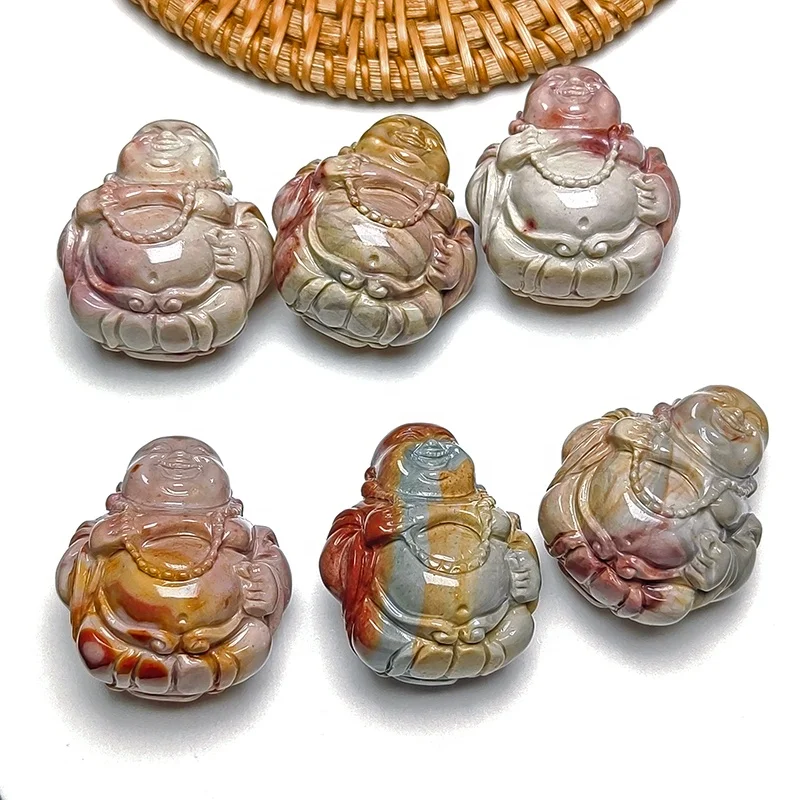アラシャナ瑪瑙彫刻 ハッピーブッダ像 小型ヒーリングクリスタル