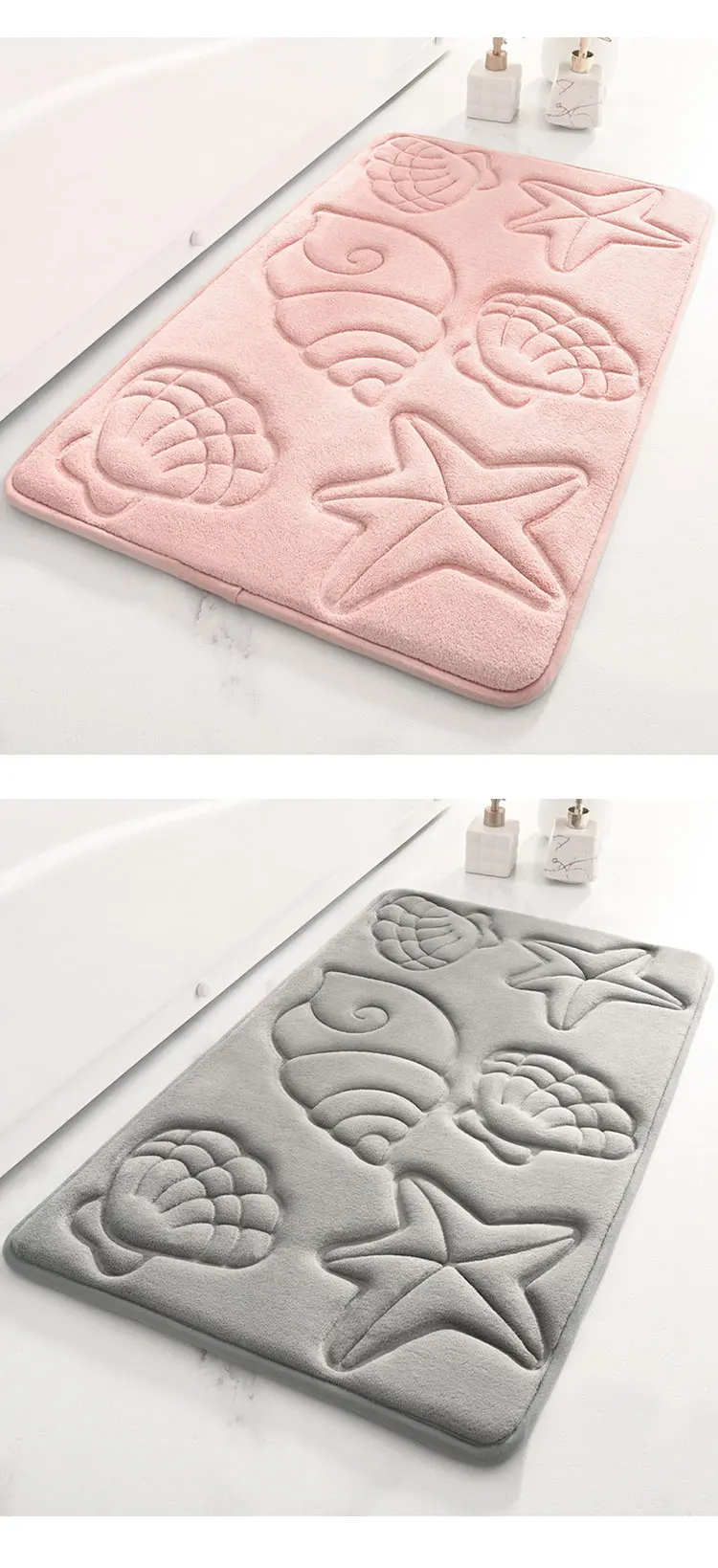 40*60cm 50*80cm 2024 Embossed Bath Mat Non-Slip Soft Comfortable Machine Washable Memory Foam Bath Mat for Bathroom Shower details