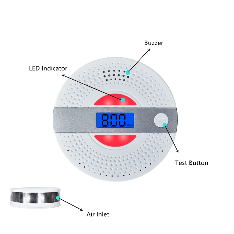 Independent Home Security 2 in 1 Combine CO Smoke Alarm Fire Smoke Detector and Carbon Monoxide Detector