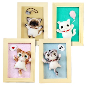 Kit de feutrage à l'aiguille pour débutants, kit de bricolage en feutre de chat mignon, fournitures de fabrication de chiens en peluche avec outils, pour loisirs créatifs, décoration d'intérieur