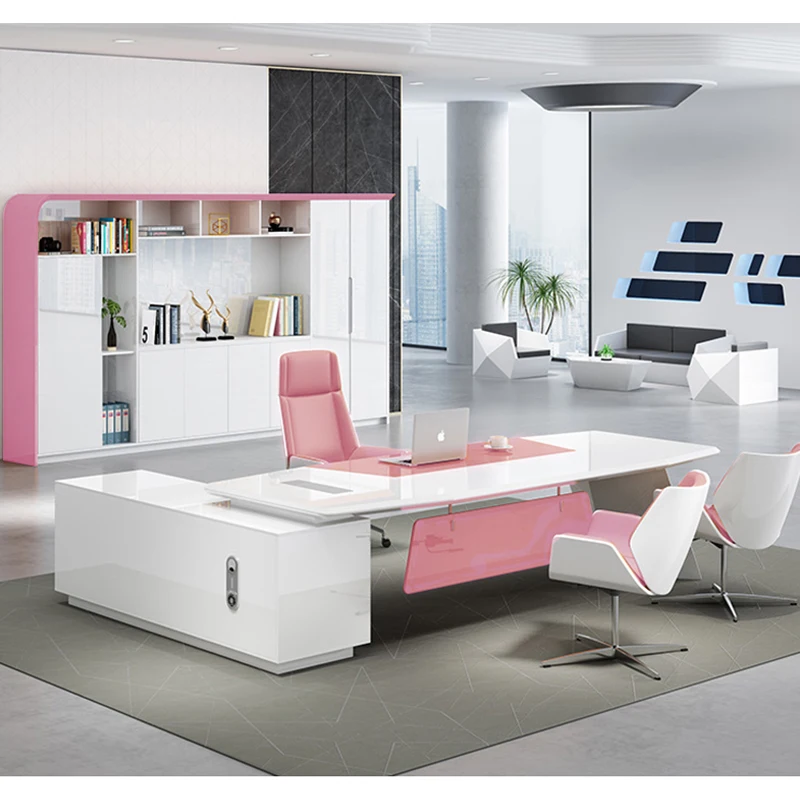 2024 Modern Simple Style MDF Material L Shape boss Ceo Office Desk Executive Desk