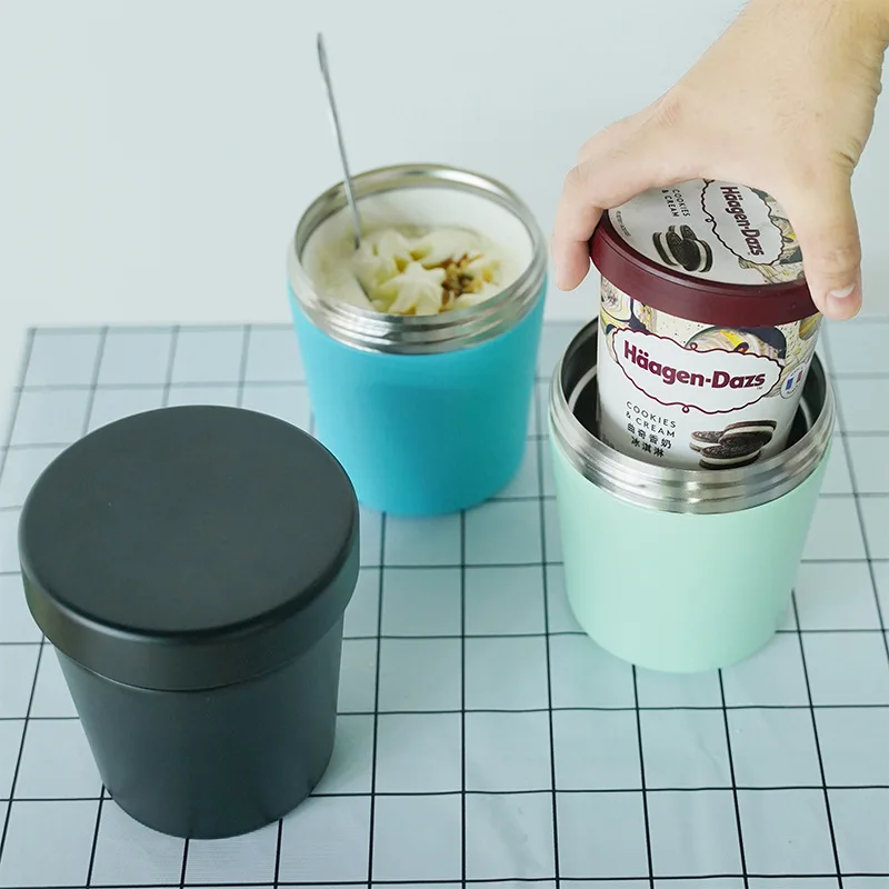 DD3067  Reusable Ice Cream Containers Cold Storage Vacuum Insulated Double Wall Stainless Steel Thermos Container for Ice Cream