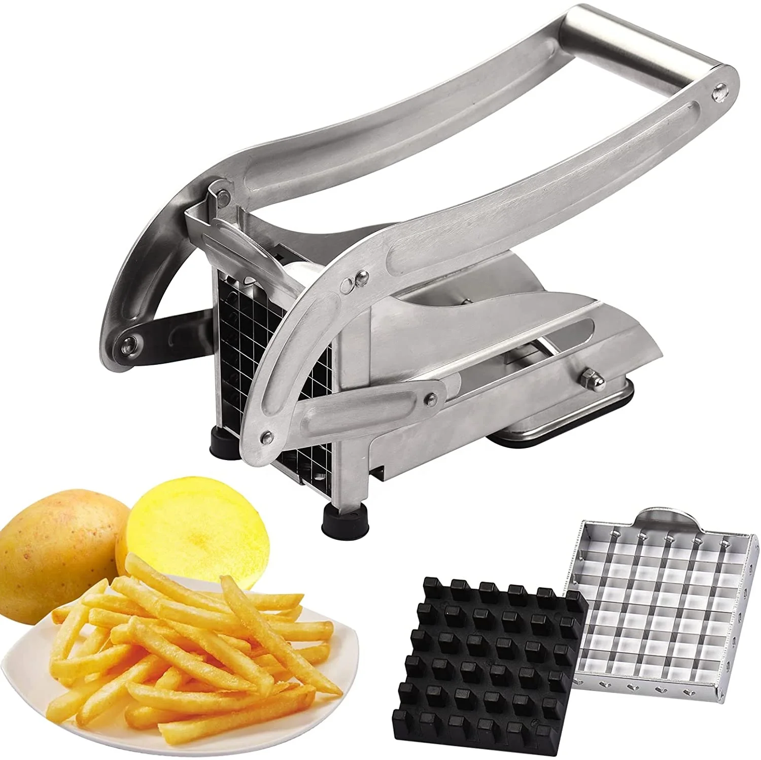 French Fry Cutter Stainless Steel French Fries Cutter, Potato Cutter for French Fries Perfect Potato Slicer French Fries, Durable One Step French Fry