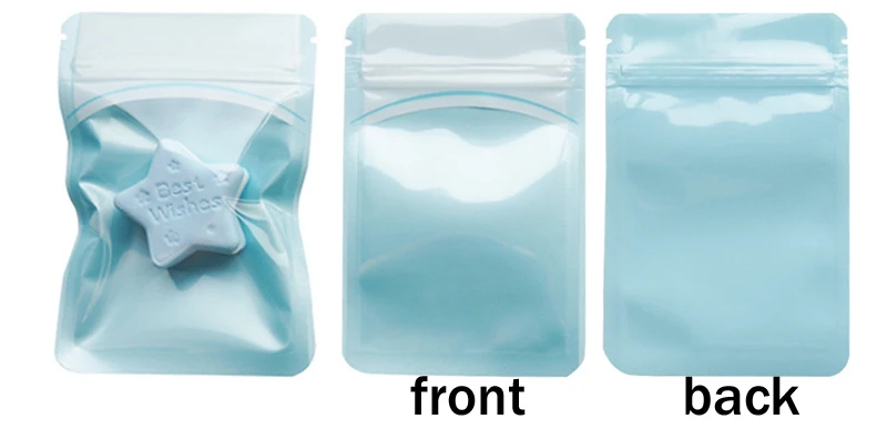 Custom Logo Macaron Pink Color Mylar Ziplock Bag Sealable Packaging  Bags with One Side Clear for Makeup Brush Eyelash