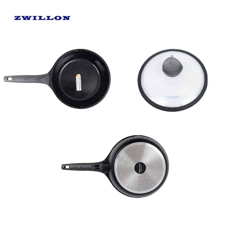 Frying Pan Deep Granite Removable Handle with Glass Lid Chinese Aluminum Alloy Samosa Chicken Non Stick Woks and Stir Fry Pans