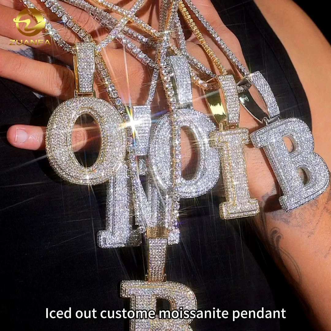 Custom Luxury Jewelry 925 Sterling Silver Iced Out Vvs1 Moissanite