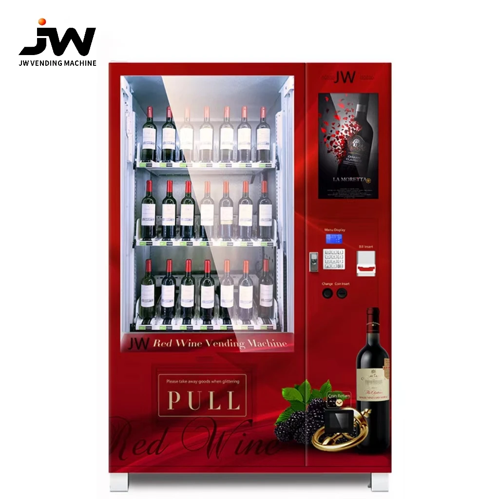 Red Wine Whiskey Vending Machine Beer Wine Bottle Vending Machine with Age Verification Mini Bar Machine for Wine and Red Bull