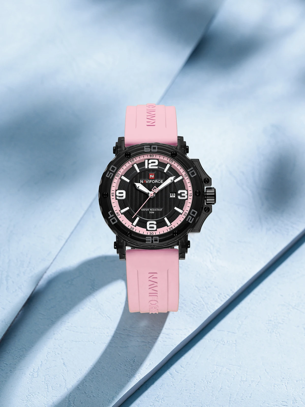 OEM NAVIFORCE Women's Casual Quartz Watch Waterproof Silicone Strap Calendar Display Luminous Pointer Ladies Fashion Watch
