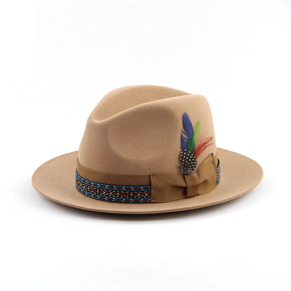LiHua Hot Selling Wide Brim Fedora Hats Men 100% Australian Wool Handmade Wool Felt Unisex Ombr Fedora Hats Wholesale