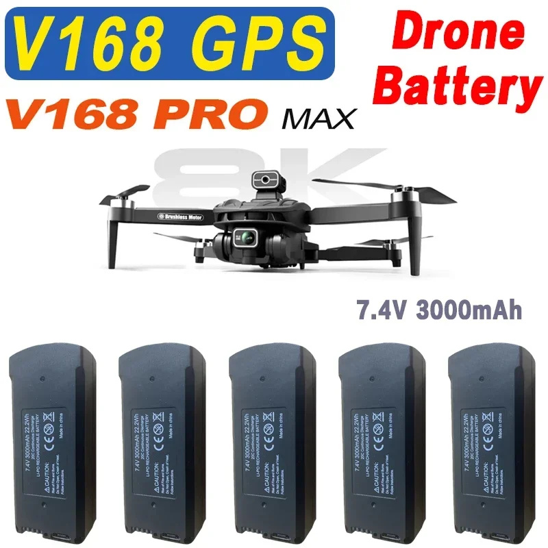 Batterie Drone V168 Pro Max - 7.4V 3000mAh Rechange Vol Prolongé