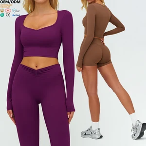 XW-ECX9313 Solid Color Long Sleeve Gym Clothing Activewear Slimming Fitness Yoga Workout High Quality Women's Sports Top
