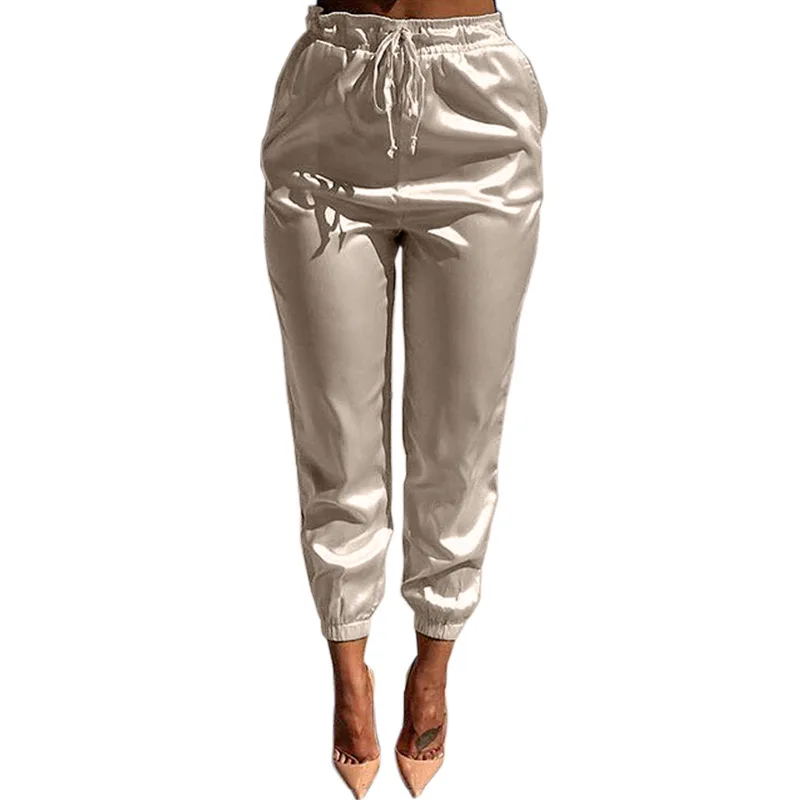 Pink Skinny Pants Women High Waist 