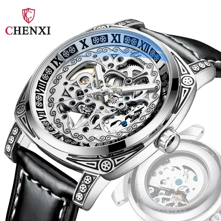 Chenxi 8825 Men's Watch - Luxury Skeleton Design & Chronograph