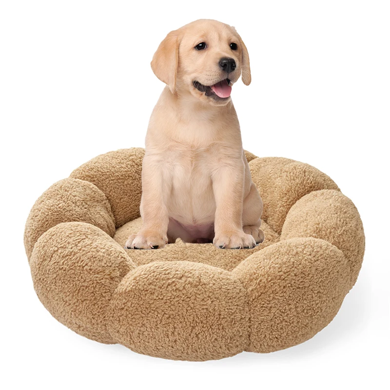 Designer luxury removable pet bedding camas para perros hundebett portable cozy round cat pet dog bed