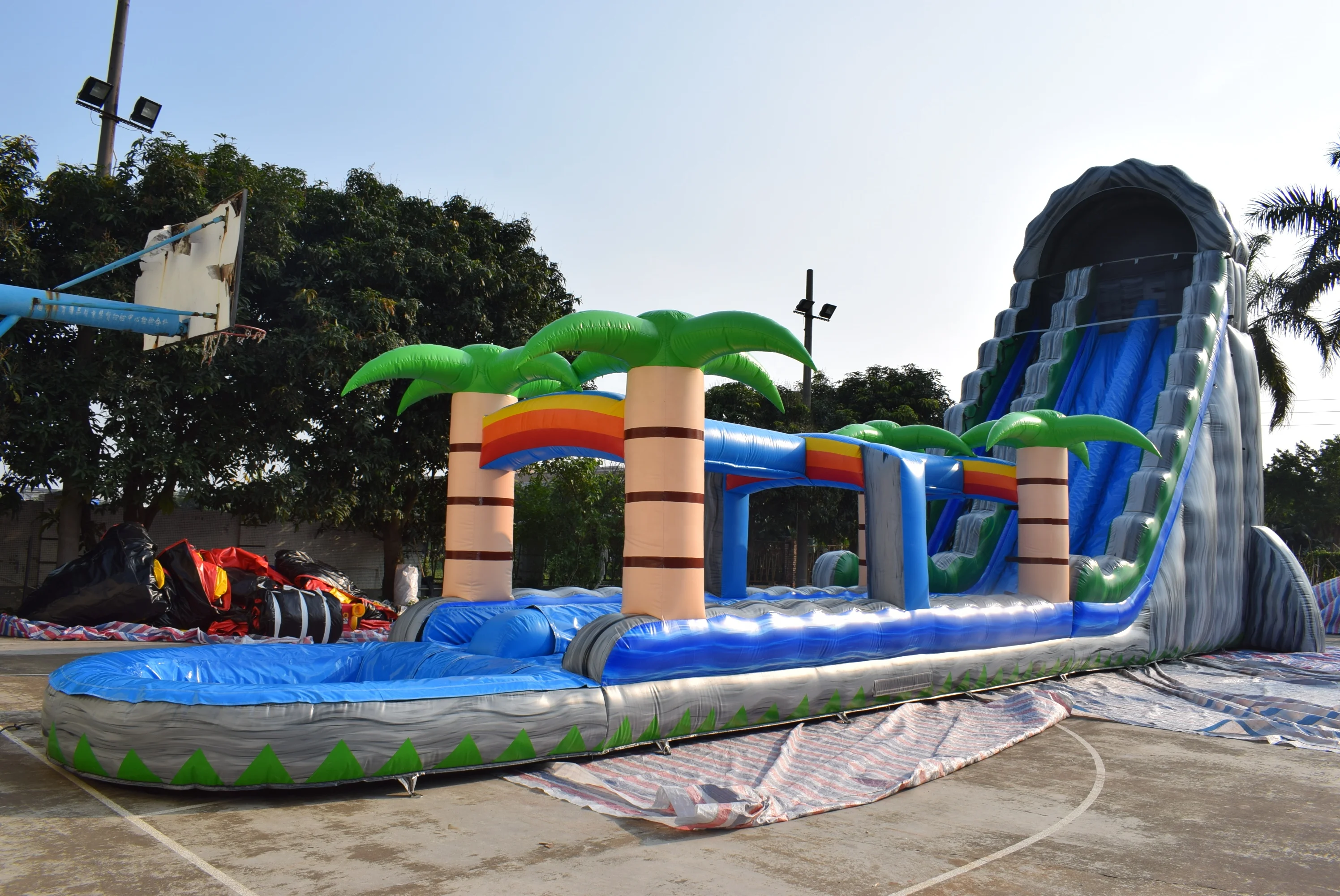 Hot Sale PVC Inflatable Bouncer Big Water Slide with Pool for Inflatable Theme Park