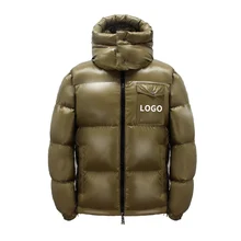 Custom Logo Men's Goose Down Puffer Jacket Removable Hood Fill Power 700 Plus Size Men's Jackets Bubble Winter Warm Coats