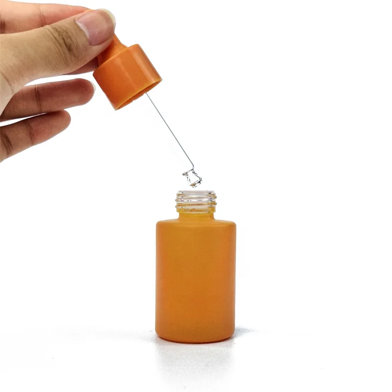 Essential Oil Dropper Glass Bottle 1oz Flat Shoulder 30ml Serum Dropper Bottle With Colorful Cap for Hail Oil Packing